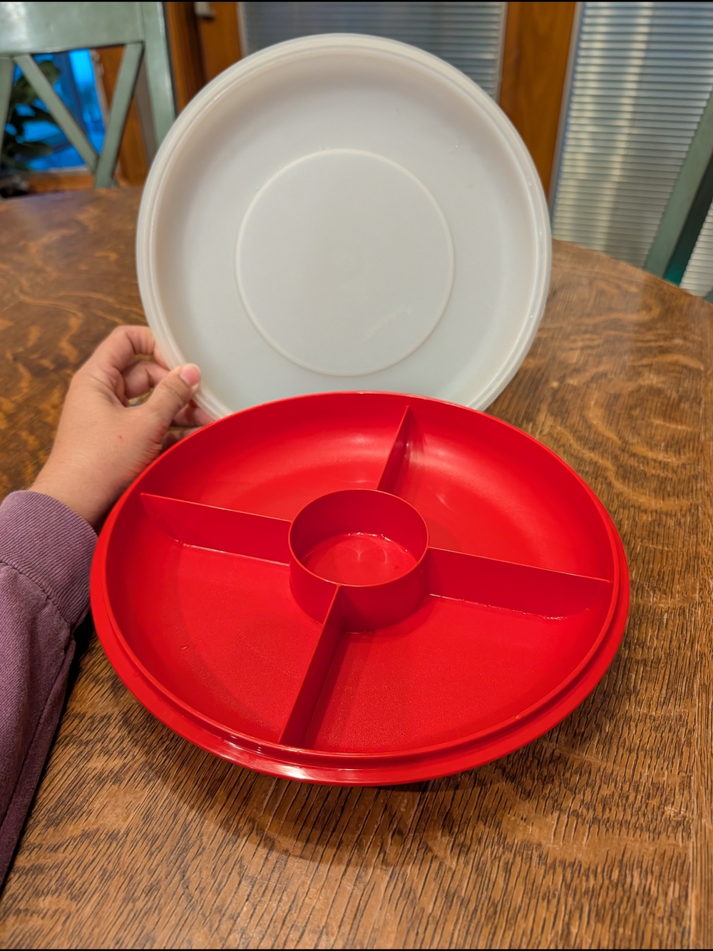 Tupperware Bright Red Plastic Lid with Embossed Logo